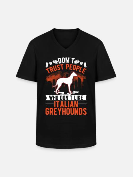 Lévrier italien Lévrier italien - T-shirt col V Homme - noir