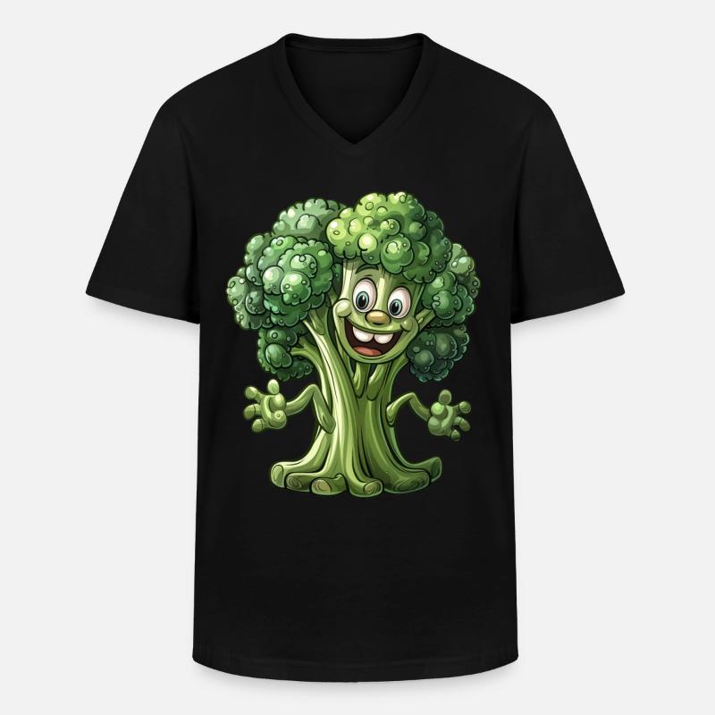 Broccoli Vegan - Männer-T-Shirt mit V-Ausschnitt - Schwarz