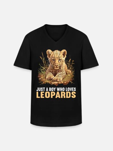 Léopard léopard - T-shirt col V Homme - noir