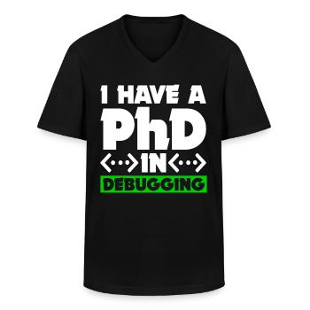 Programmeur Informaticien Cadeau de nerd informatique - T-shirt col V Homme - noir - Devant - AI Model Male 178 dark (178cm)