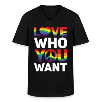 Gender Lesben, Schwule, Trans, Queer Regenbogen - Männer-T-Shirt mit V-Ausschnitt - Schwarz - Vorne - AI Model Male 178 dark (178cm)