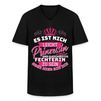 Prinzessin & Fechterin Lustiges Fechterin Fechten - Männer-T-Shirt mit V-Ausschnitt - Schwarz - Vorne - AI Model Male 178 dark (178cm)