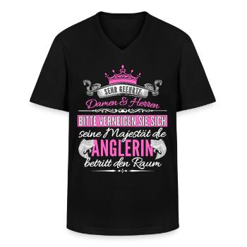Anglerin Angel Angeln Fischen Fischerin Anglerin - Männer-T-Shirt mit V-Ausschnitt - Schwarz - Vorne - AI Model Male 178 dark (178cm)
