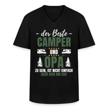DER BESTE CAMPER & OPA - Lustiger Camping - Männer-T-Shirt mit V-Ausschnitt - Schwarz - Vorne - AI Model Male 178 dark (178cm)