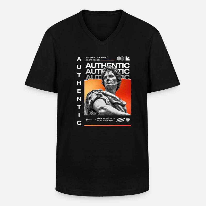 Authentic - Männer-T-Shirt mit V-Ausschnitt - Schwarz