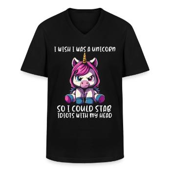 I Wish Was A Unicorn - Männer-T-Shirt mit V-Ausschnitt - Schwarz - Vorne - AI Model Male 178 dark (178cm)