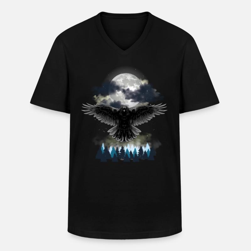 Halloween Rabe Krähe - Männer-T-Shirt mit V-Ausschnitt - Schwarz