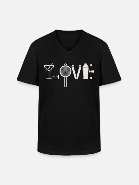 Bartender Mixologist Love - Männer-T-Shirt mit V-Ausschnitt - Schwarz