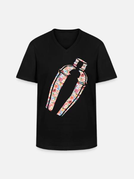 Bartender Mixologist Floral - Men's V-Neck T-Shirt - black