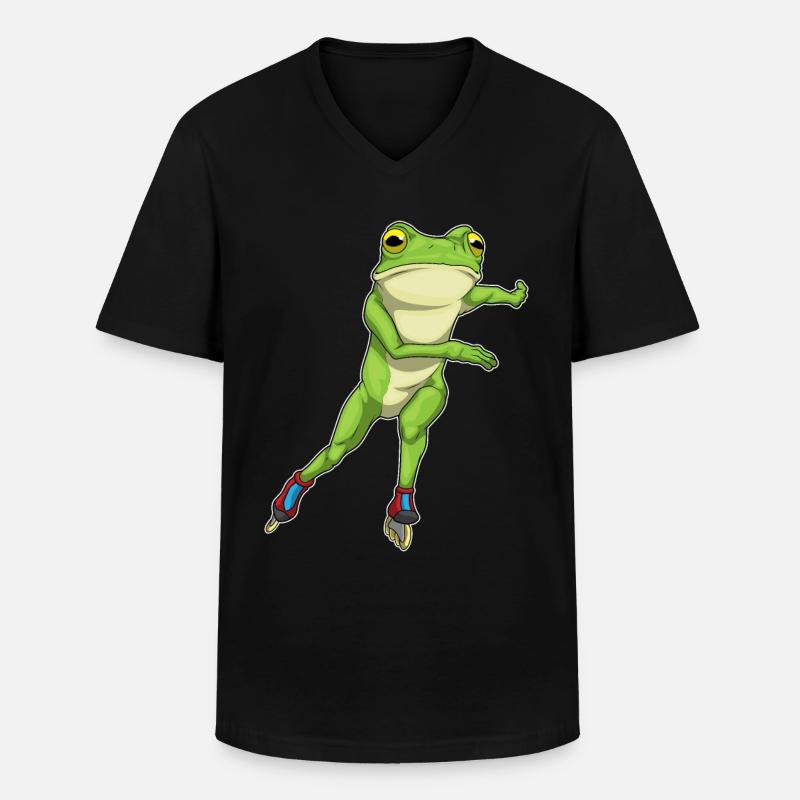 Frosch Inline skating Rollschuhe - Männer-T-Shirt mit V-Ausschnitt - Schwarz