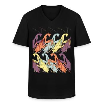 Bidsprinkhaan Insect - Klassiek mannen T-shirt met V-hals - zwart - Voor - AI Model Male 178 dark (178cm)