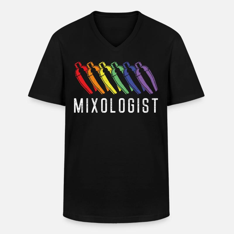 Bartender Mixologist Rainbow - Männer-T-Shirt mit V-Ausschnitt - Schwarz