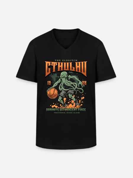 Baloncesto Cthulhu Culto Lovecraft Necronomicón - Camiseta con cuello de pico hombre - negro