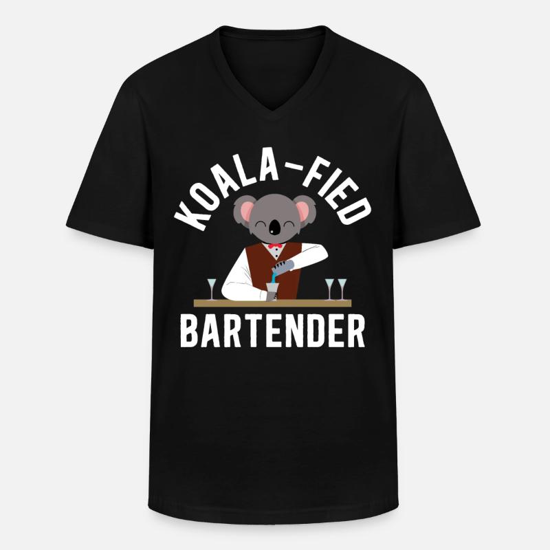 Bartender Mixologist Koala - Männer-T-Shirt mit V-Ausschnitt - Schwarz