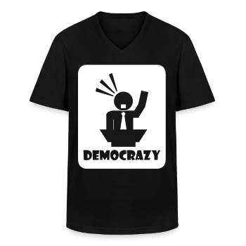 Élections Démocratie Démocrate Démocrate - T-shirt col V Homme - noir - Devant - AI Model Male 178 dark (178cm)