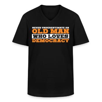 Démocratique, Démocrate, Élections, Démocratie - T-shirt col V Homme - noir - Devant - AI Model Male 178 dark (178cm)
