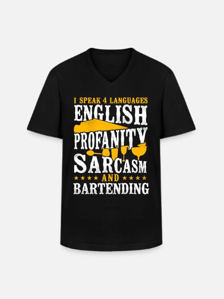 Bartender Mixologist I Speak 4 - Men's V-Neck T-Shirt - black