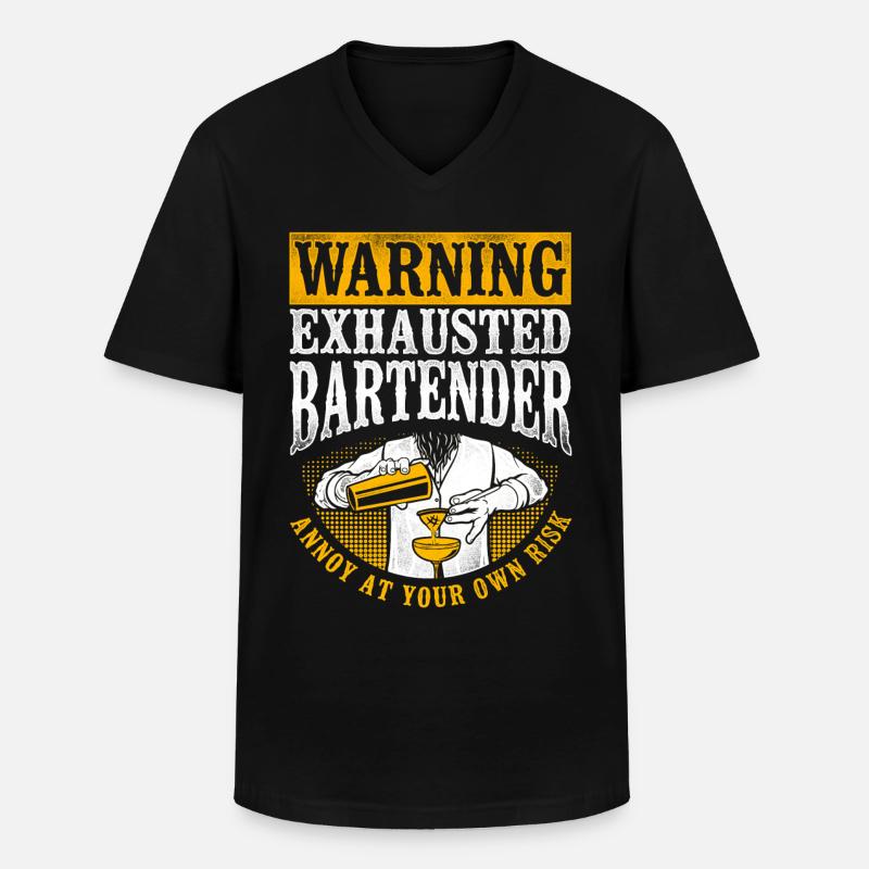 Bartender Mixologist Warning - Männer-T-Shirt mit V-Ausschnitt - Schwarz
