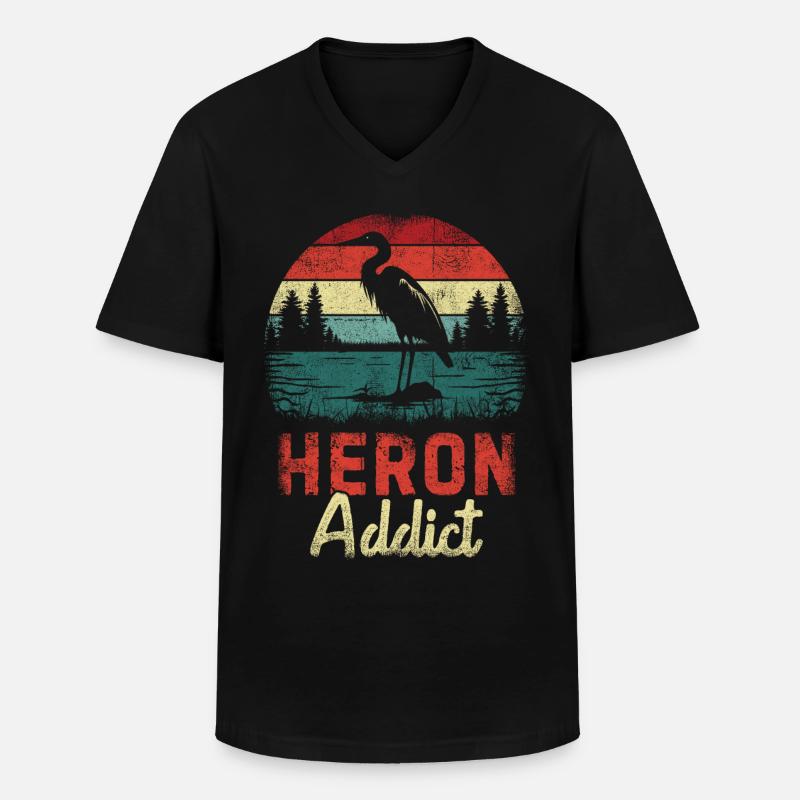 Heron Addict - Männer-T-Shirt mit V-Ausschnitt - Schwarz