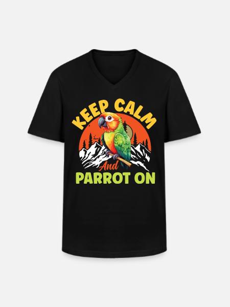 Keep Calm And Parrot On - Männer-T-Shirt mit V-Ausschnitt - Schwarz