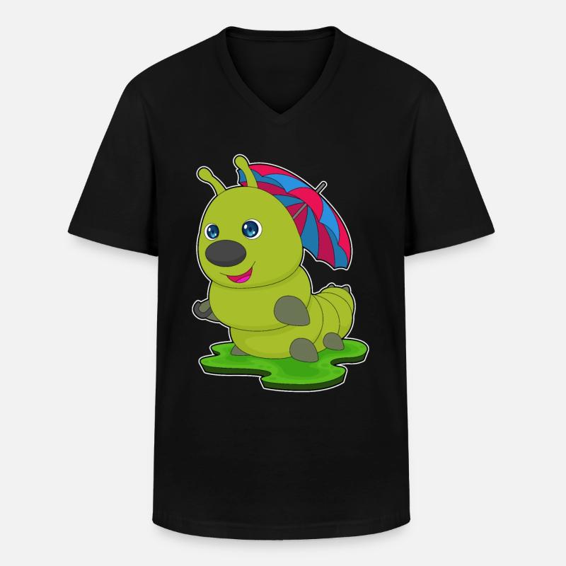 Raupe Regenschirm - Männer-T-Shirt mit V-Ausschnitt - Schwarz