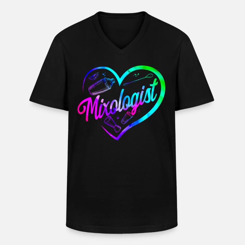 Bartender Mixologist Heart - Männer-T-Shirt mit V-Ausschnitt - Schwarz