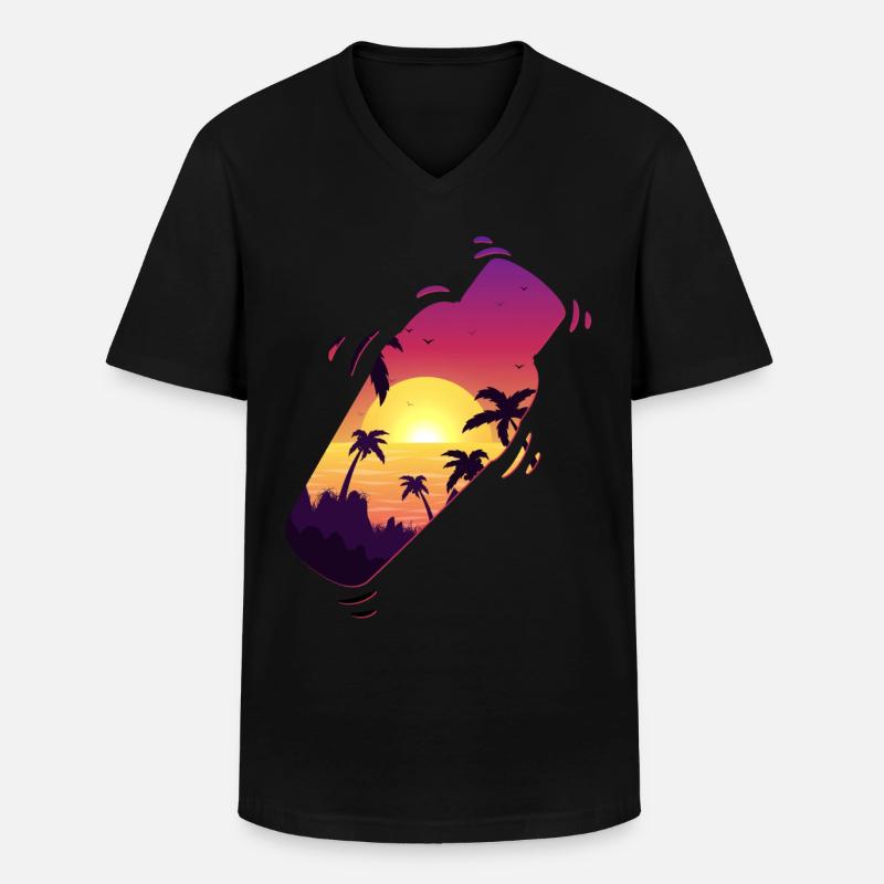Bartender Mixologist Shaker Sunset - Männer-T-Shirt mit V-Ausschnitt - Schwarz