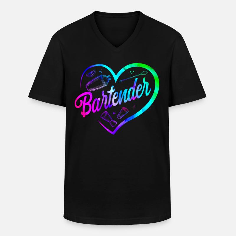 Bartender Mixologist Heart - Männer-T-Shirt mit V-Ausschnitt - Schwarz