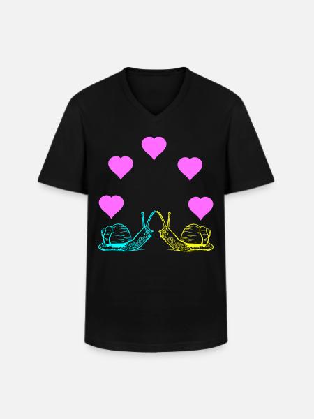 Escargots Escargot Saint Valentin - T-shirt col V Homme - noir
