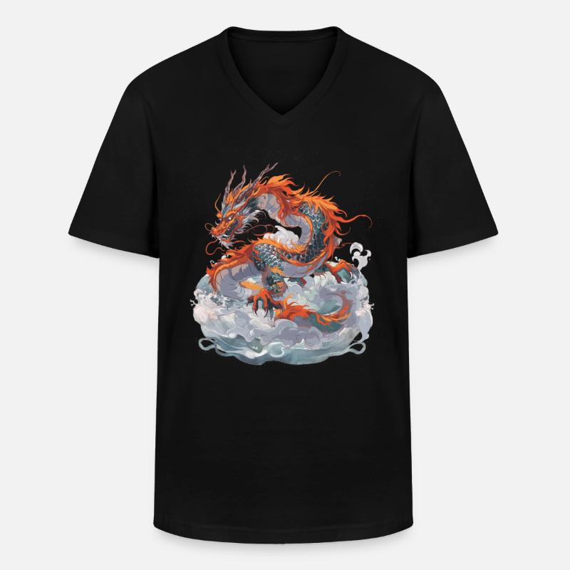 Drache Drachen Fabeltier Märchen - Männer-T-Shirt mit V-Ausschnitt - Schwarz