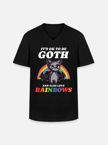Gothic Rainbow Bat! Concert, Festival - Men's V-Neck T-Shirt - black