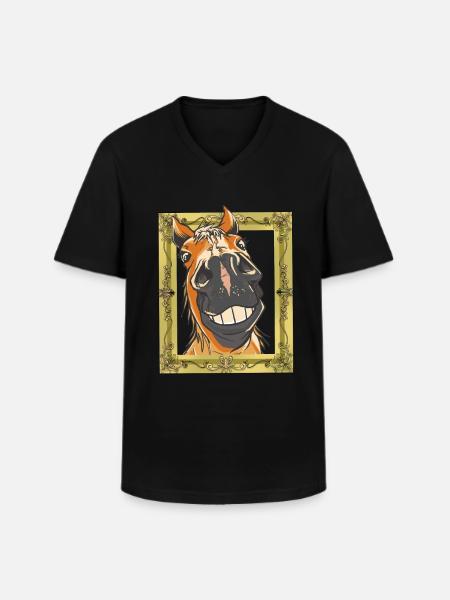 Pferdekopf Pferd Pferde - Männer-T-Shirt mit V-Ausschnitt - Schwarz
