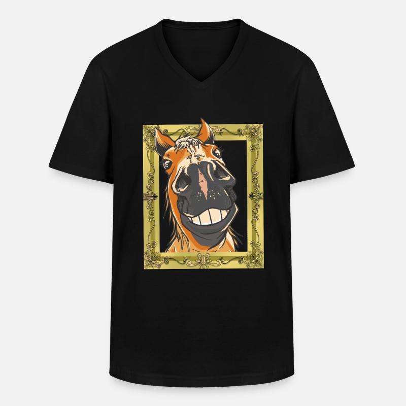 Pferdekopf Pferd Pferde - Männer-T-Shirt mit V-Ausschnitt - Schwarz