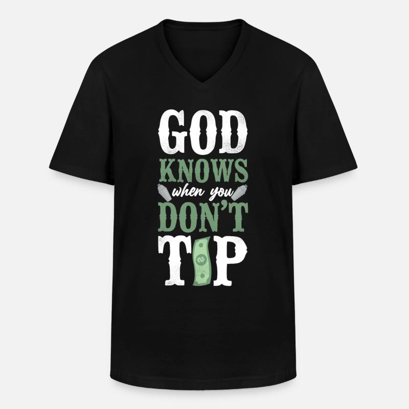 Bartender Mixologist God Knows - Männer-T-Shirt mit V-Ausschnitt - Schwarz