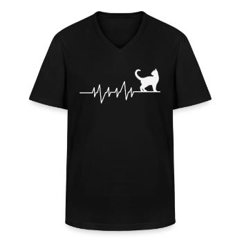 Ich liebe Katzen - Männer-T-Shirt mit V-Ausschnitt - Schwarz - Vorne - AI Model Male 178 dark (178cm)