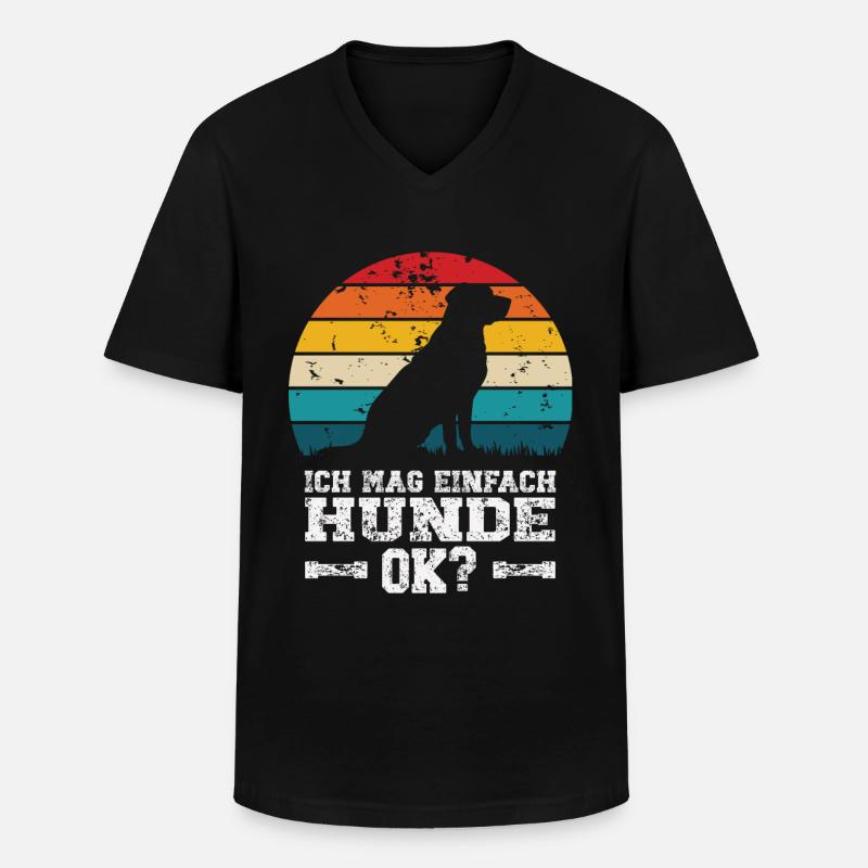 Ich mag Hunde - Männer-T-Shirt mit V-Ausschnitt - Schwarz