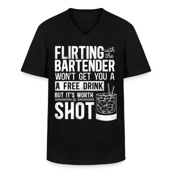 Bartender Mixologist Flirting With - Men's V-Neck T-Shirt - black - Front - AI Model Male 178 dark (178cm)