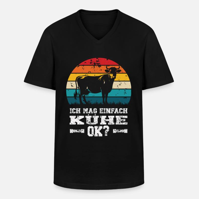 Ich mag Kühe - Männer-T-Shirt mit V-Ausschnitt - Schwarz