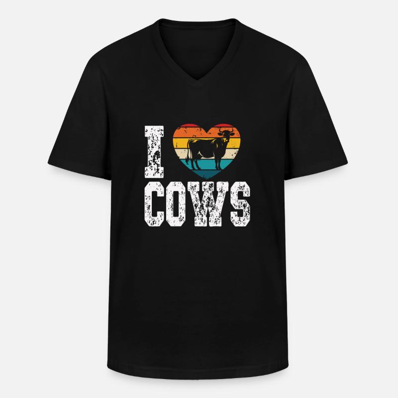 Ich mag Kühe - Männer-T-Shirt mit V-Ausschnitt - Schwarz