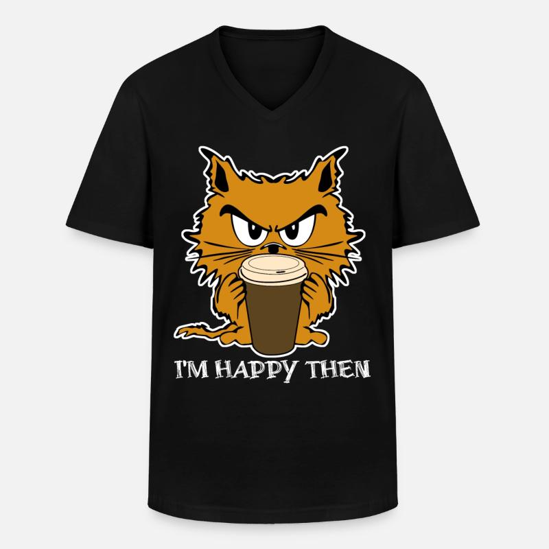 Cat Grumpy Misanthrope Sarcasm Unhappy - Men's V-Neck T-Shirt - black
