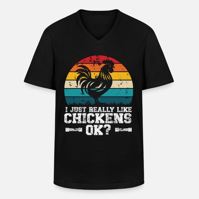 Ich mag Hühner - Männer-T-Shirt mit V-Ausschnitt - Schwarz