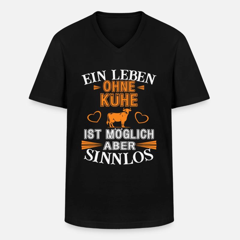 Ein Leben ohne Kühe - Männer-T-Shirt mit V-Ausschnitt - Schwarz