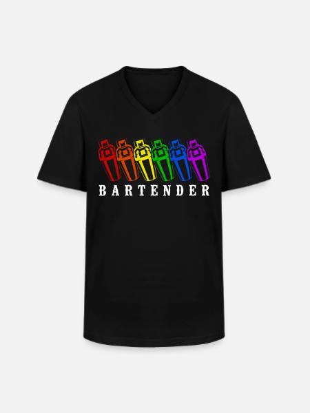 Bartender Mixologist Rainbow - Männer-T-Shirt mit V-Ausschnitt - Schwarz