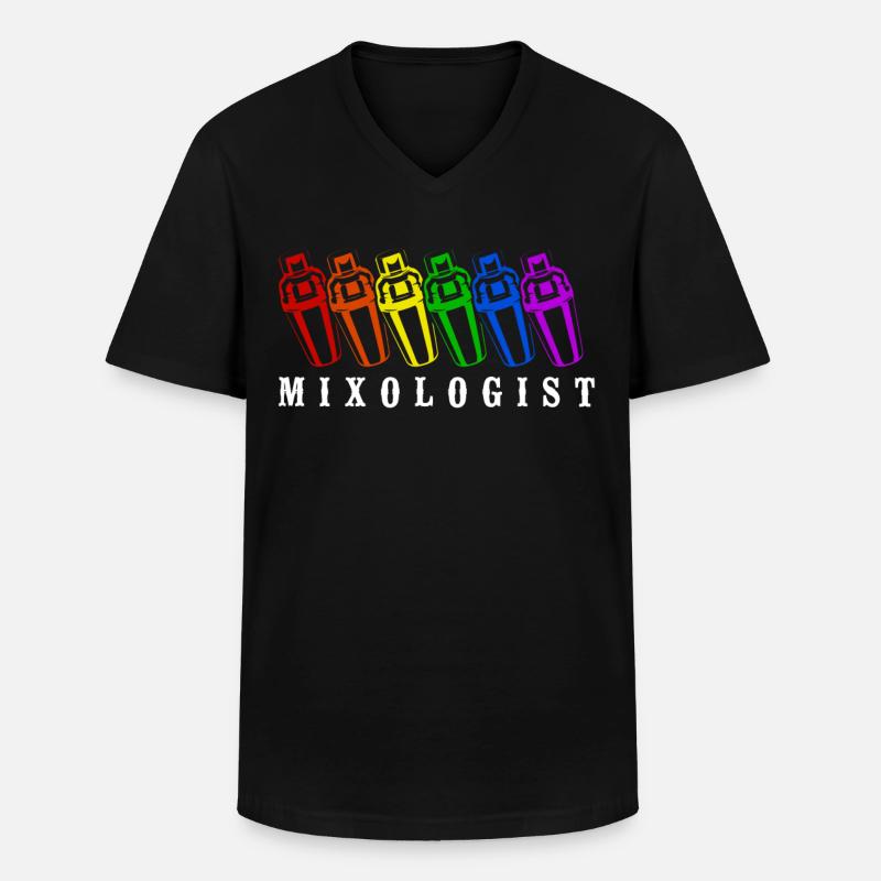 Bartender Mixologist Rainbow - Men's V-Neck T-Shirt - black
