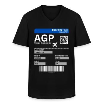 Billet d’avion Malaga Andalousie Espagne Vacances Malaga - T-shirt col V Homme - noir - Devant - AI Model Male 178 dark (178cm)