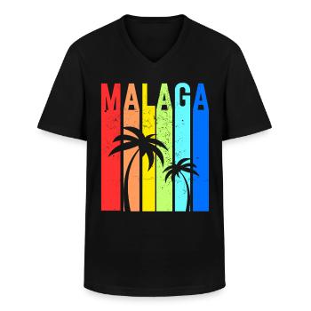 Malaga Andalousie Espagne Vacances Malaga - T-shirt col V Homme - noir - Devant - AI Model Male 178 dark (178cm)