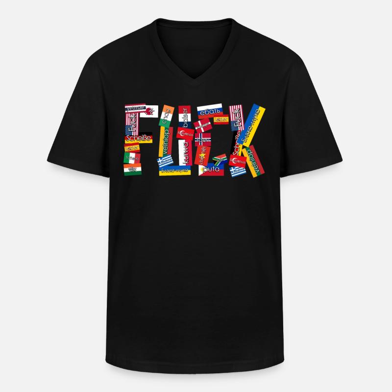 Grumpy International Curse Words - Männer-T-Shirt mit V-Ausschnitt - Schwarz