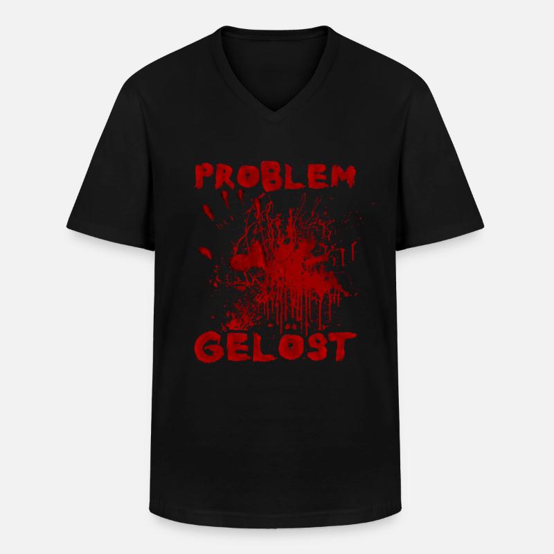 Problem solved - Funny Halloween saying - Men's V-Neck T-Shirt - black