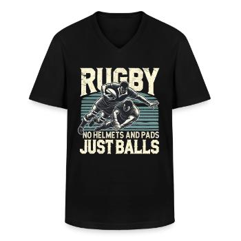 Rugby, rugby players, funny rugby - Men's V-Neck T-Shirt - black - Front - AI Model Male 178 dark (178cm)