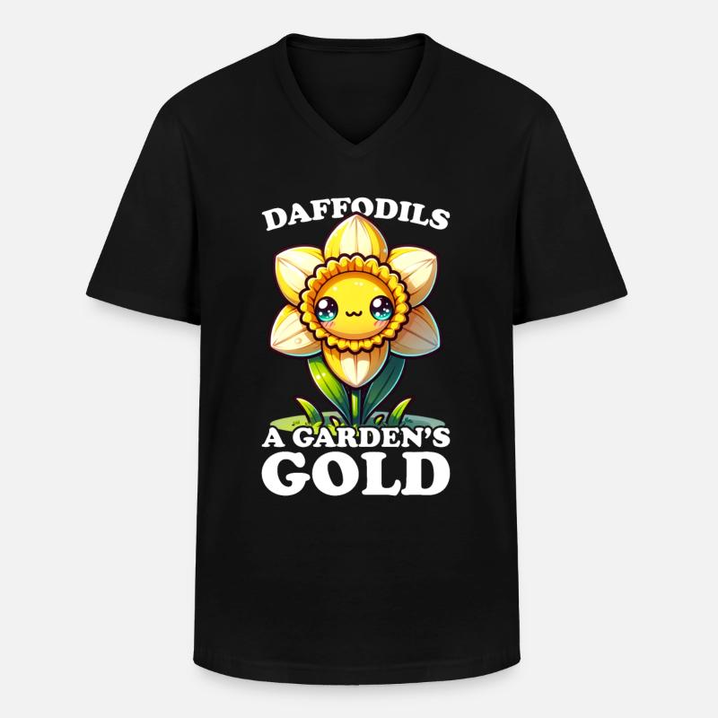 Daffodils Flower Daffodil Daffodils - Men's V-Neck T-Shirt - black